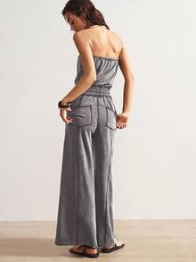 Bohemela 女式休闲水洗复古抹胸连体裤，夏季