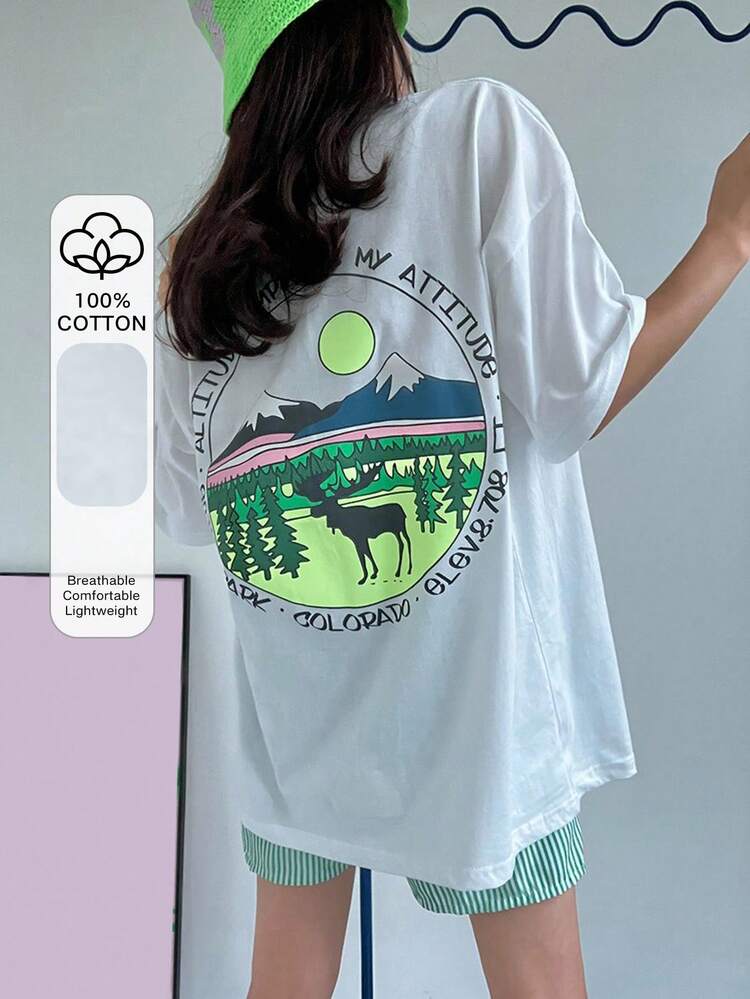 Women's Round Neck Slogan Printed T-Shirt Oversized T-Shirt,Graphic Tees Easter