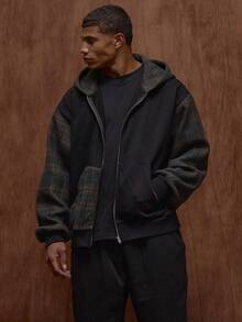 Musero Contrast Checkered Style Zip Through Hooded Jacket Tracksuit Top Only Fall/SPRING SUMMER - Multicolor - View 1