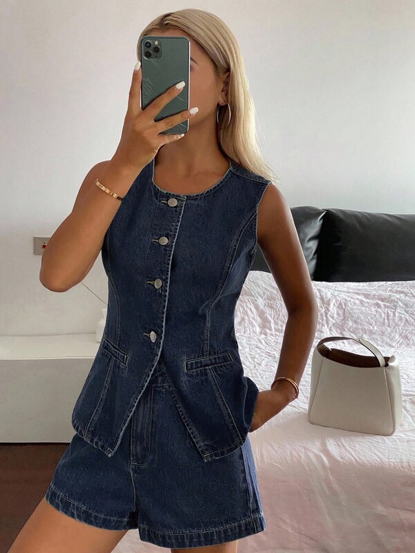 DAZY Women's Summer New Business Casual Denim Suit