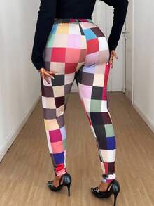 Maweii Quần kẻ caro lưng thun nhiều màu cổ điển cỡ lớn dành cho nữ - Nhiều màu - Xem 2