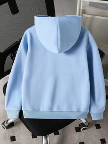Mirajuku Tween Boys Casual Solid Color Loose Fit Sweatshirt - Baby Blue - View 2