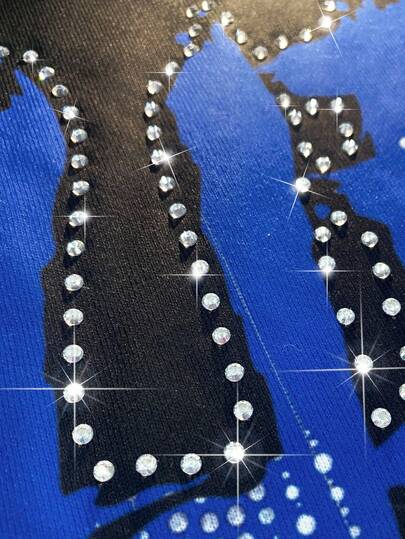 Grunge Punk Men's Fashionable Figure Print Tank Top (Random Rhinestone Decor), Summer