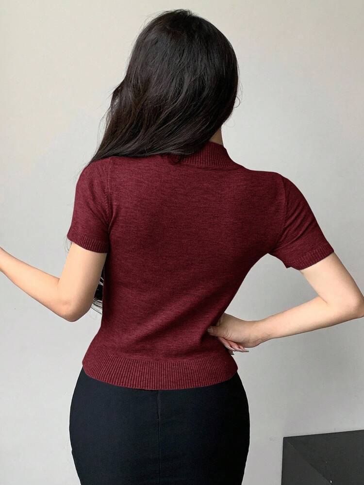 Women's Color Block Short Sleeve Knit Top