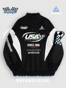 SHEIN CURVE+ 大码女式街头运动服、运动休闲、返校休闲色、秋冬彩色字母印花运动服 - 彩色 - 查看 7