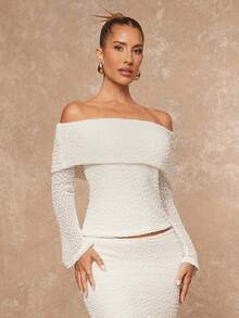 Lumalex 秋冬派对晚宴 优雅复古闪耀假日派对狂欢节郊游度假户外盛宴婚礼季宴会成人礼两件套仿皮草露肩修身长袖低腰鱼尾连衣裙套装，适合女士奢华舞会身份证件、宰牲节派对、新年 - 杏色 - 查看 6