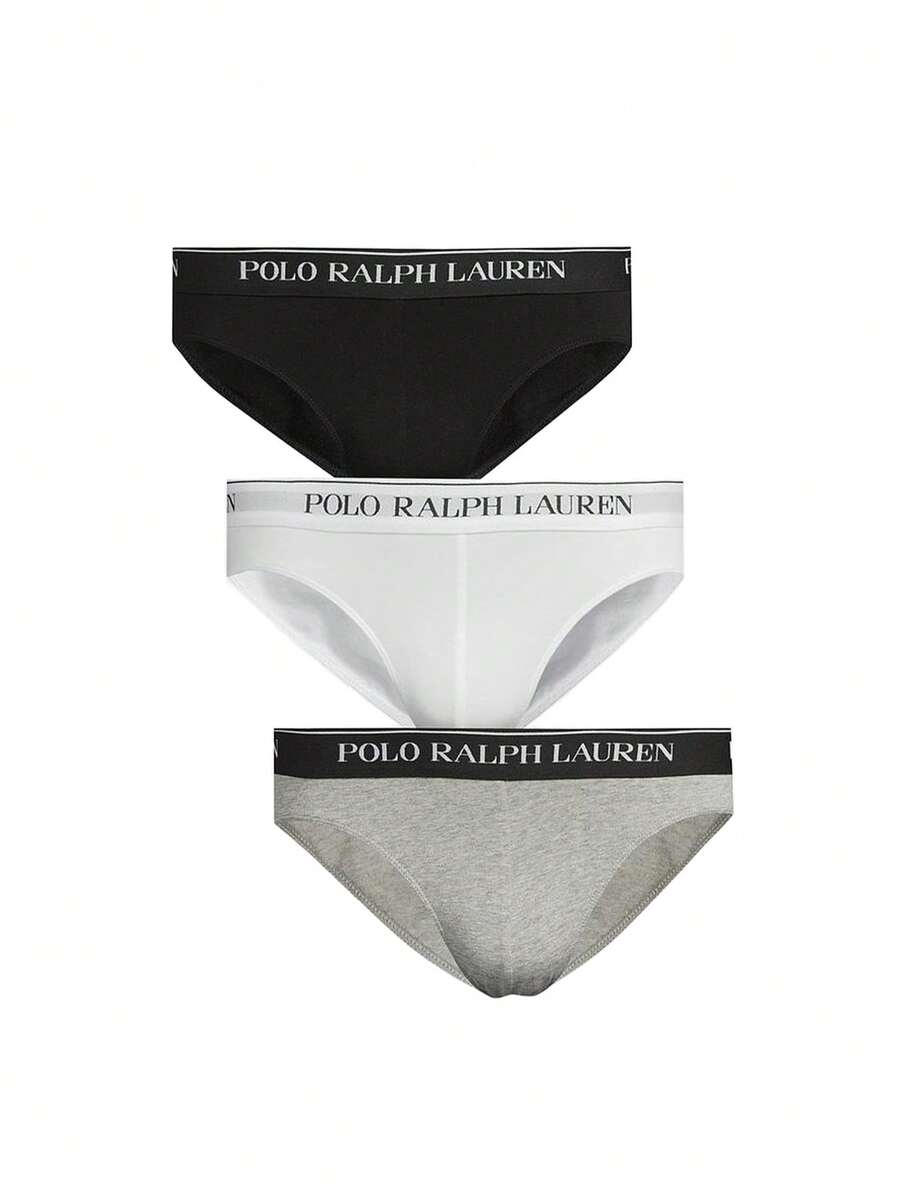 Ralph Lauren 3 Pack Men's Letter Active Waist Briefs - Black and White - View 1