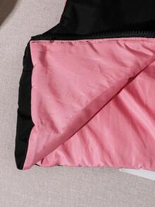 Chaleco reversible sin mangas acolchado para niña preadolescente, negro y rosa, cuello casual, adecuado para la escuela y el transporte, otoño/invierno