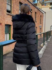 Livesso Kurtka z kapturem w jednolitym kolorze, zimowa - Czarne - Zobacz 3