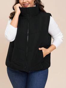 Comfylo Damen Große Größen Warme Reißverschluss Weste mit Wattierung, Herbst/Winter