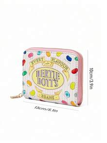 HARRY POTTER X SHEIN 1 chiếc ví ngắn bằng da PU in hình hoạt hình dễ thương, có ngăn đựng đồ, ngăn đựng thẻ, phù hợp cho học sinh và nữ giới, hình ảnh kẹo Bertie Bott's nhiều vị, ý tưởng quà tặng. - Hồng - Xem 7