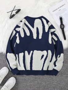 Manfinity Hypemode Áo len nam dài tay, kiểu dáng thường ngày, phối màu khối, thích hợp cho mùa thu/đông. - Xanh đậm - Xem 2
