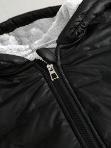 青少年男童加厚无袖棉质超声波压花背心，冬季 - 黑與白 - 查看 6