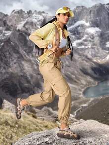 户外徒步防晒轻便速干徒步服装女款徒步裤户外女款徒步裤露营服装女款轻便裤徒步裤女款 - 卡其色 - 查看 6