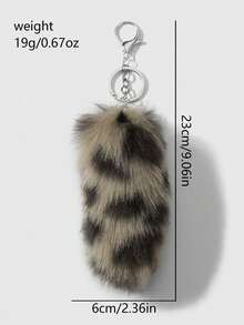 ROMWE J-Fashion 1 Y2k 复古甜美酷炫个性时尚可爱高品质多色毛绒仿真渐变横款豹纹狐狸毛茸茸动物迷你尾巴 DIY 钥匙扣配件包包挂件，颜色随机，适合女生女士日常佩戴，节日礼物 - 均碼 - 查看 5