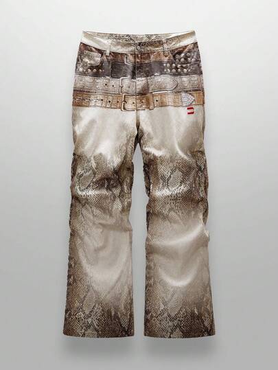 NEON BLANC Men's Fashion Snake Skin Print Belt Loop Jeans