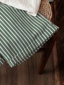 SHEIN Vintaside Kids 2 件套青少年男孩通勤休闲纹理条纹面料立领衬衫和条纹短裤，舒适时尚 - 彩色 - 查看 3