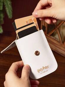 HARRY POTTER X SHEIN 1 cái Ví đựng thẻ họa tiết hoạt hình bằng da PU, có thể đựng 4 thẻ, phù hợp cho nam, nữ, học sinh - trắng - Xem 5