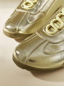 CUCCOO EASI 女式黑色复古休闲运动鞋 - 金色 - 查看 4