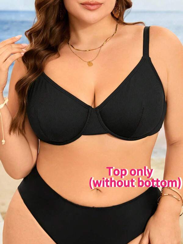 Swim Lushoire Plus Size Women Fashionable Swimsuit Top With Steel Hoops, Suitable For Summer