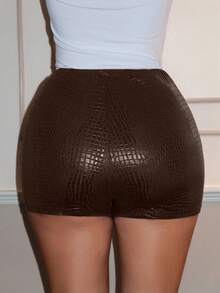 Glamine Women's Y2K Baddie Ultra-Short Shorts, Women's Music Festival Outfit, Party, Y2K Bottoms Brown Mini Ultra-Short Shorts Brown Ultra-Short Shorts With Slit Women Ultra-Short Shorts