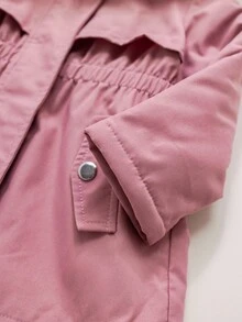 SHEIN Manteau à capuche rose mignon doublé de thermique, polyvalent pour l'automne/l'hiver, bébé fille - Rose bonbon - Voir 6