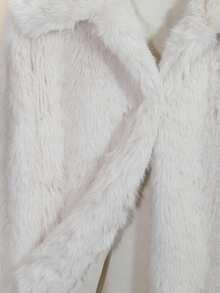 Franclia 狐狸毛纹理仿皮草夹克，女式毛茸茸外套 - 杏色 - 查看 3