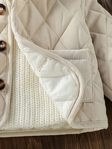 Infant/Toddler Baby Girl Baby Boy Unisex Casual Minimalist Large Pocket Padded Mid-Length Hooded Trench Coat, Autumn/Winter Quilted Baby Jacket Baby Coat Baby Hooded Jacket Newborn Coat Baby Winter Coat 3M-3T Fall - Apricot - View 6