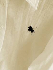 Franclia 大码刺绣徽标短裤和纯色长袖衬衫两件套