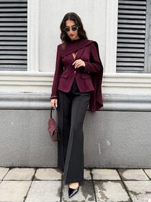 Firerie Blazer élégant et minimaliste pour femmes, mode moderne, décontracté, taille cintrée, automne-hiver - Fushia - Voir 11