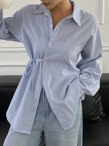 DAZY New Autumn Loose Casual Striped Blouse For Women