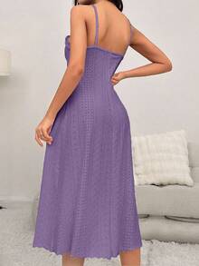 Hollow Out Embroidery Comfortable Pajama Set, Fall Winter Clothes