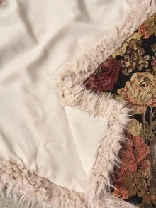 Bohemela 女式休闲花卉提花开襟无袖仿皮草大衣，秋冬 - 彩色 - 查看 8