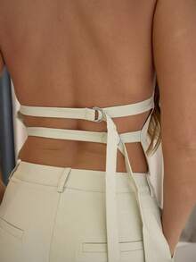 MUSERA 露背修身吊带上衣，优雅性感街头风，适合夜间外出、冬季派对、情人节、春夏穿着。 - 卡其色 - 查看 6