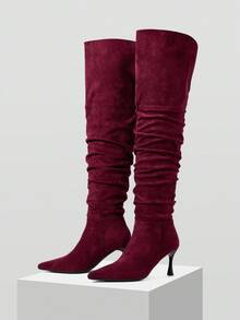 MOTF WOMEN'S FASHIONABLE POINTED TOE SLIM HIGH HEEL OVER-THE-KNEE BOOTS