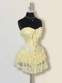 SHEIN ICON 女士万圣节服装，适合万圣节派对，浅黄色，秋冬 - 淡黃色 - 查看 6