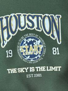 PrepCrw Boys' Retro Letter Graphic Crew Neck Pullover Sweatshirt, Collegiate Style In Fall/Winter