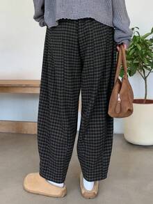 FRIFUL Women's Plaid Harem Carrot Ankle-Length Pants - Grey - View 6