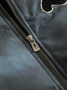 PAVTROS Manfinity Streetrush 男士时尚字母印花连帽长袖保暖外套，Y2K 冬季外套，秋季款 - 黑色 - 查看 6