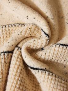 Écloséra Women's Casual Drop Shoulder Striped Button Half-Placket Pullover Sweater, Autumn/Winter