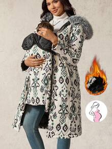 Boho Mama 孕妇简约印花多功能长袖三合一夹克 - 黑色 - 查看 5