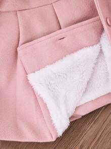 SHEIN Babygirl Cute Pink Fuzzy Collar Patchwork Jacket, Autumn/Winter Baby Girl Coats Baby Girl Pink Coat Toddler Girl Coats Girls Winter Coat Girls Dress Coat Fall - Pink - View 6