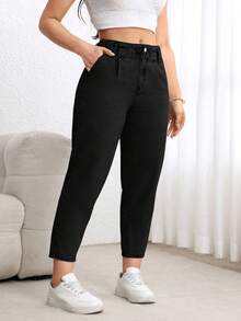 EMERY ROSE Quần denim ống côn thường ngày cỡ lớn cho nữ, không co giãn, giảm giá - màu đen - Xem 3