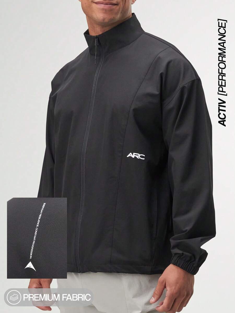 ARC Men's Casual Versatile Simple Black Long Sleeve Jacket - Black - View 1