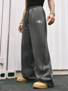 AXEPEAK Casual Outdoor Loose Drawstring Waist Men Sweatpants - Dark Grey - View 5