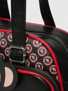 Paul Frank X ROMWE 女士卡通猴子3D图案时尚黑色手提包 - 黑色 - 查看 6