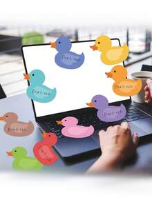 2/12 件鸭子便签小鸭子形状记事本彩色动物自粘便签可爱鸭子备忘录粘标签适用于学校办公室家庭文具用品派对礼品，每本 30 张 - 彩色 - 查看 7