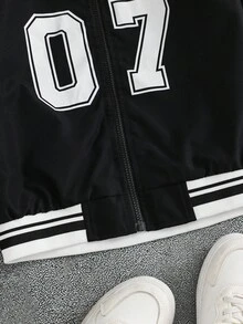 PAVTROS 1pc Tween Boy Black Jacket, Soft & Comfortable Fabric, Suitable For Dancing, Sports, Outings, Photography, School, And Various Occasions, Must-Have Jacket Item For Tween Boys - Black - View 3