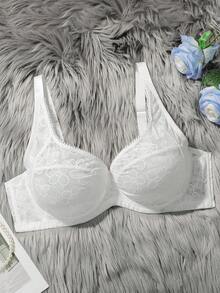 Plus Size Women's Romantic Underwire Lace Lingerie - White - View 3