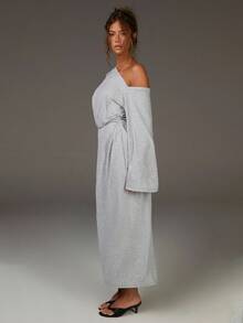 Athîral Robes d'automne pour femmes, robe chic et de sortie, épaules dénudées, robe grise - Multicolore - Voir 6